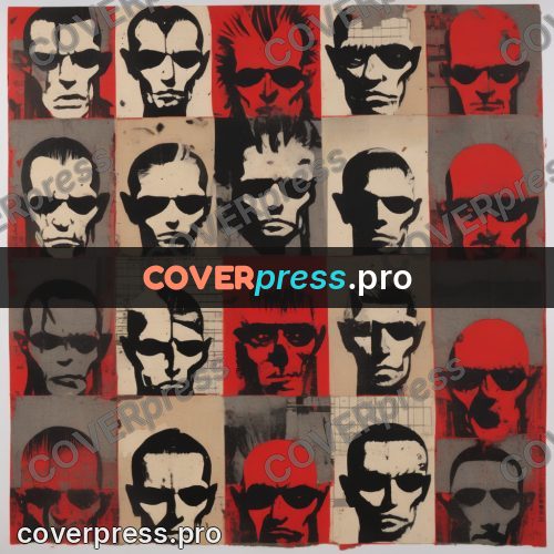 Punk illustration: grid of printed heads