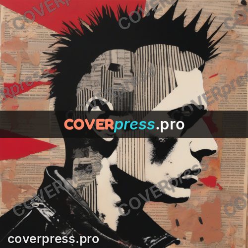 Punk illustration: profile against red rays