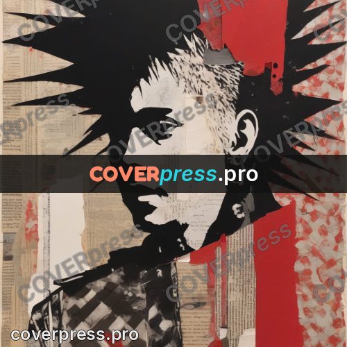 Punk illustration: half figure on a red ground