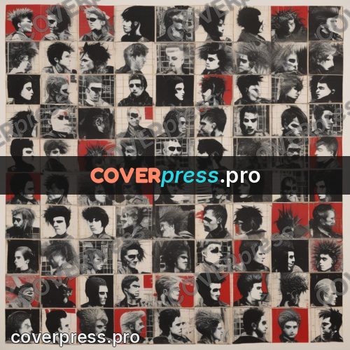 Punk illustration: grid of portraits with mohawks