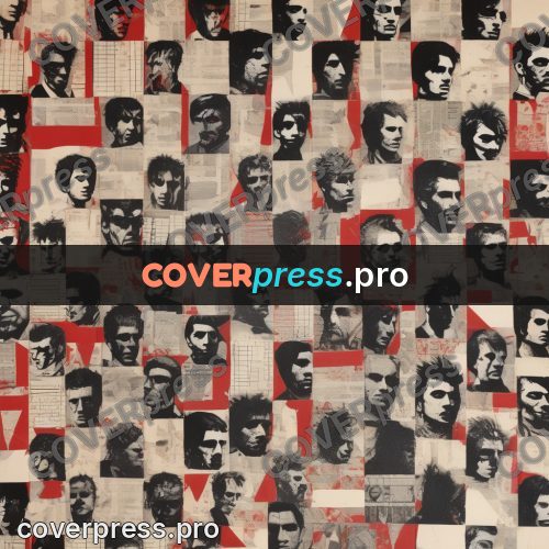 Punk illustration: grid of portraits with mohawks
