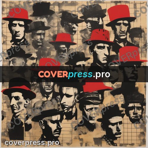 Punk illustration: grid of heads in hats