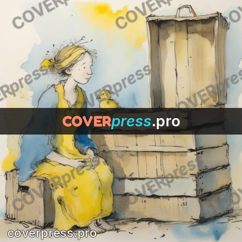 Quentin Blake style drawing: woman in a yellow dress