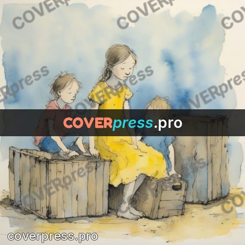 Quentin Blake style drawing: woman in a yellow dress