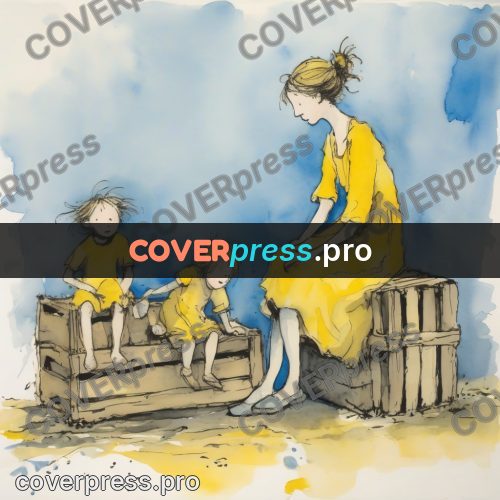 Quentin Blake style drawing: woman in a yellow dress