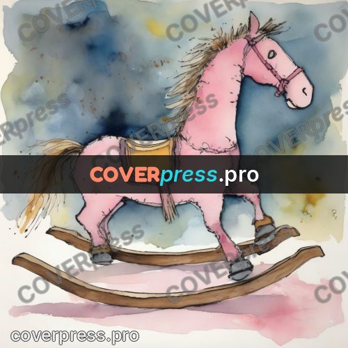 Quentin Blake style drawing: rocking horse on runners