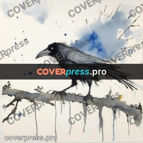 Quentin Blake style drawing: crow on a branch