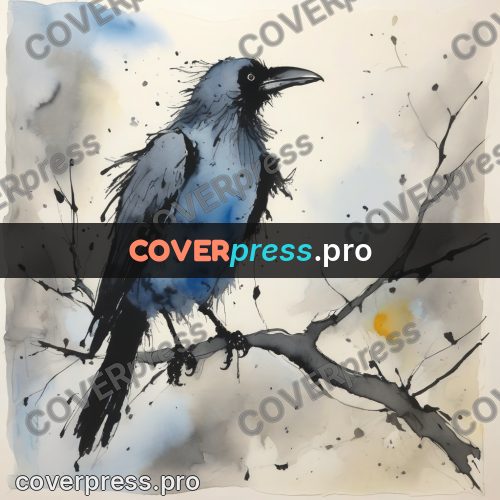 Quentin Blake style drawing: crow on a branch