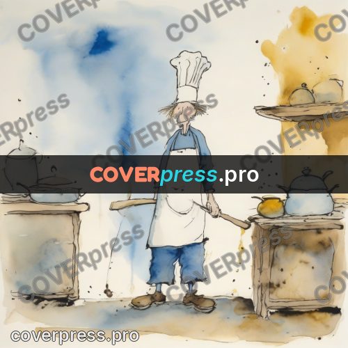 Quentin Blake style drawing: cook in a white hat