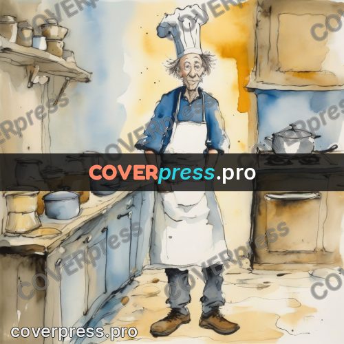 Quentin Blake style drawing: cook in a white hat