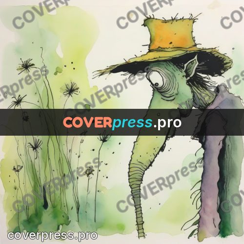 Quentin Blake style drawing: odd man in a wide hat
