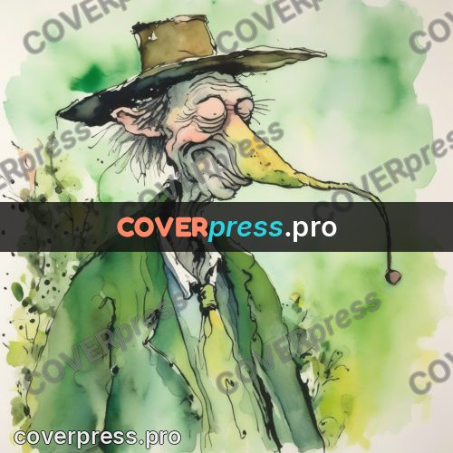 Quentin Blake style drawing: odd man in a wide hat