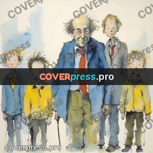 Quentin Blake style drawing: old man with children