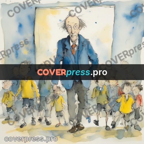 Quentin Blake style drawing: old man with children