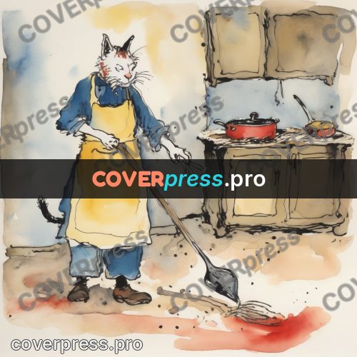 Quentin Blake style drawing: figure in an apron