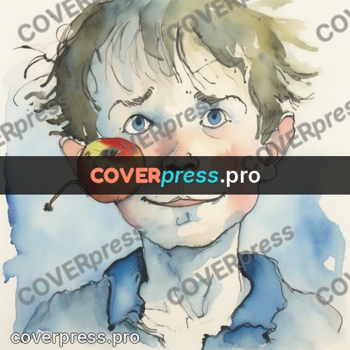 Quentin Blake style drawing: boy with rosy cheeks