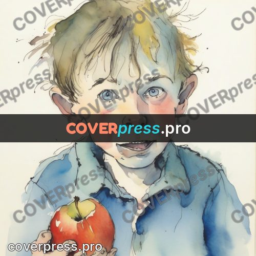 Quentin Blake style drawing: boy with rosy cheeks