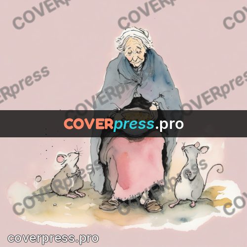 Quentin Blake style drawing: old woman with a bowl
