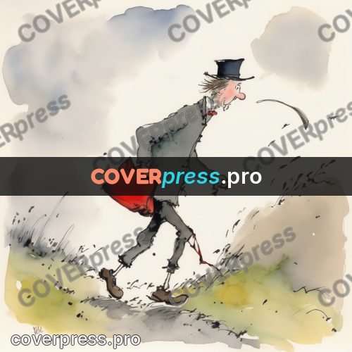 Quentin Blake style drawing: traveller with a bundle