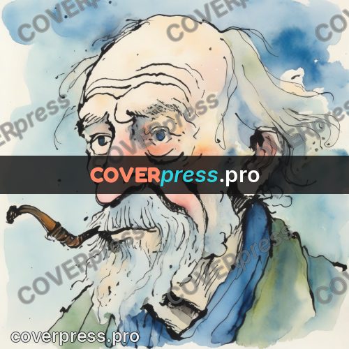 Quentin Blake style drawing: old man with a pipe