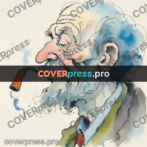 Quentin Blake style drawing: old man with a pipe