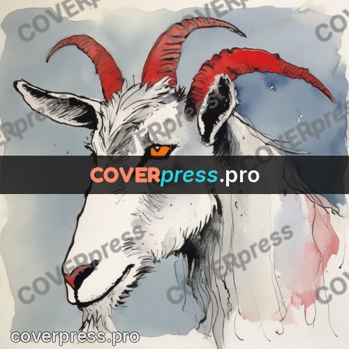 Quentin Blake style drawing: goat's head with horns