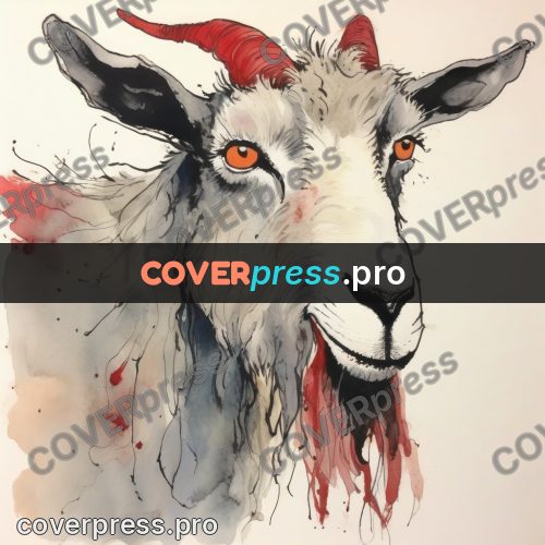 Quentin Blake style drawing: goat's head with horns