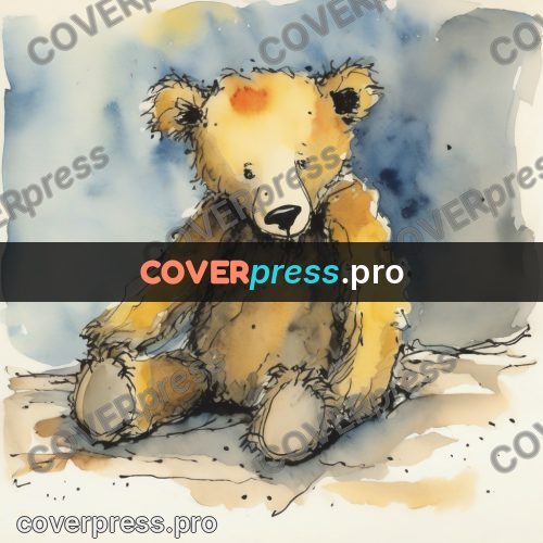 Quentin Blake style drawing: teddy bear sitting