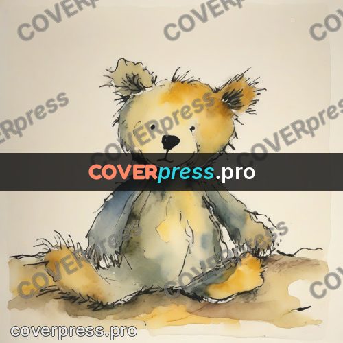 Quentin Blake style drawing: teddy bear sitting