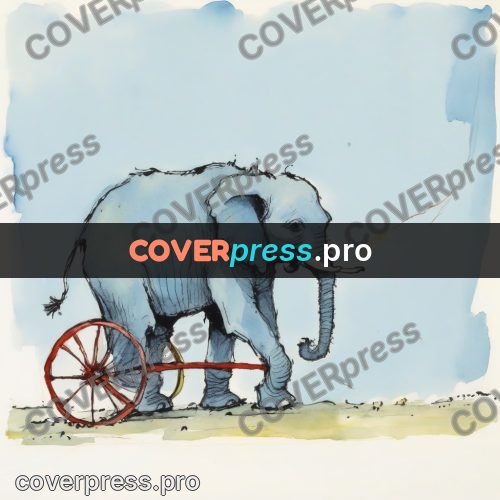 Quentin Blake style drawing: elephant with a lowered trunk