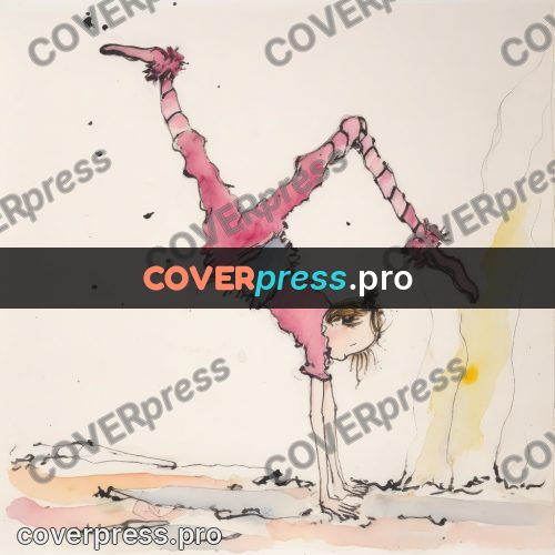 Quentin Blake style drawing: girl in pink tights