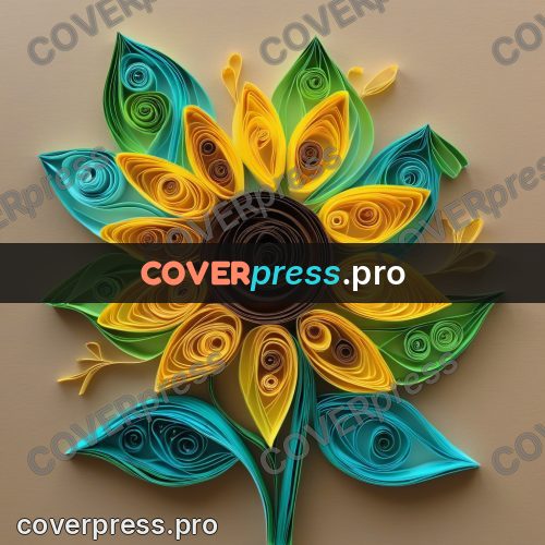 Paper quilling design: sunflower with a dark centre
