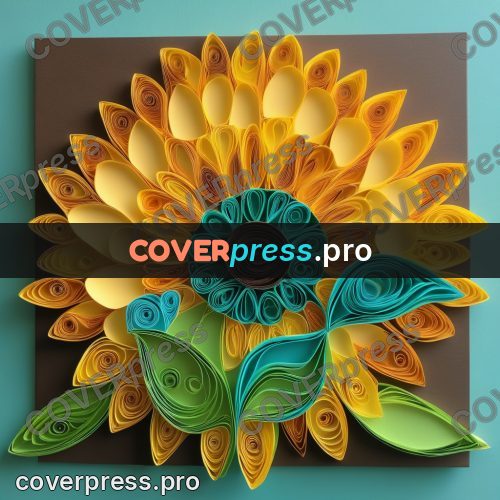 Paper quilling design: sunflower with a dark centre
