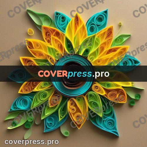 Paper quilling design: sunflower with a dark centre