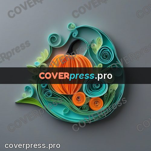Paper quilling design: orange curl in a green ring