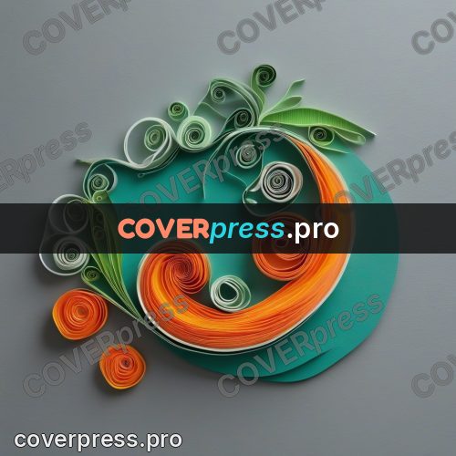 Paper quilling design: orange curl in a green ring