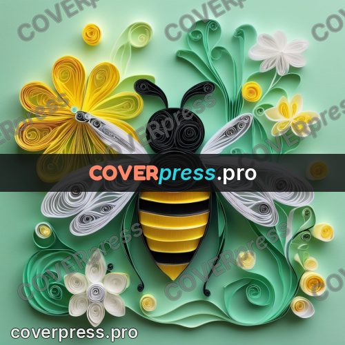Paper quilling design: bee with white wings
