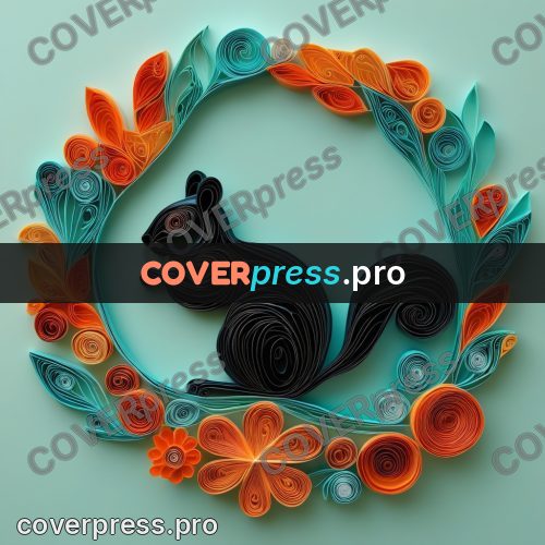Paper quilling design: squirrel with a curled tail