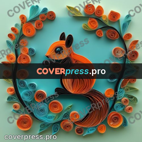 Paper quilling design: squirrel with a curled tail