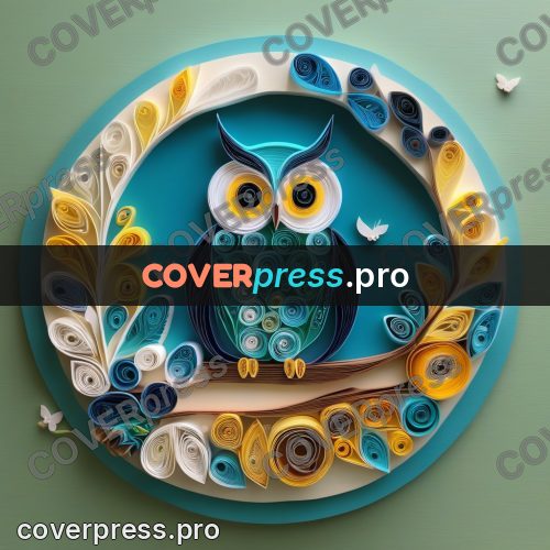 Paper quilling design: owl on a branch with coils