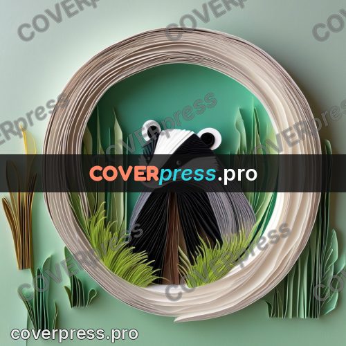 Paper quilling design: badger in the grass