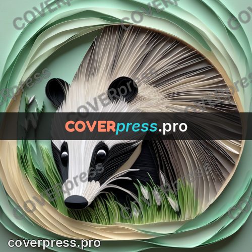 Paper quilling design: badger in the grass