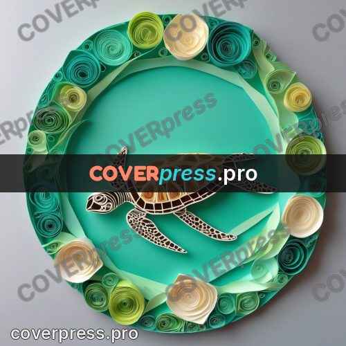 Paper quilling design: sea turtle in a circle