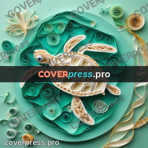 Paper quilling design: sea turtle in a circle