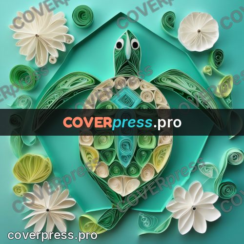 Paper quilling design: sea turtle in a circle