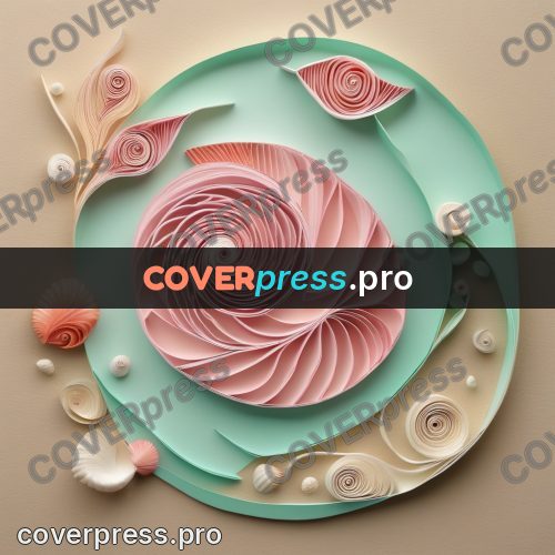 Paper quilling design: pink shell in a spiral