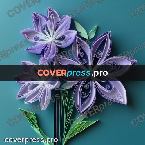Paper quilling design: lilac flower with pointed petals