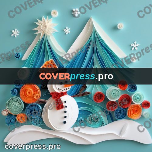 Paper quilling design: snowman in a scarf and hat