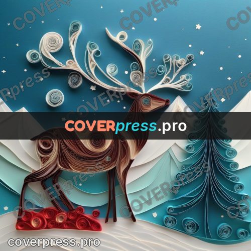 Paper quilling design: deer with branching antlers