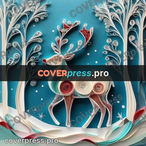Paper quilling design: deer with branching antlers